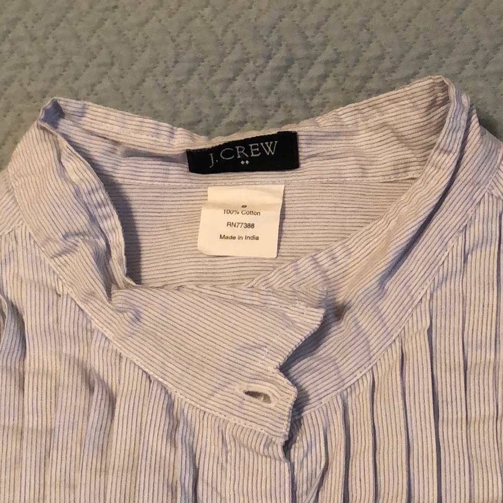 J. Crew | Blue & White Striped Ruffle Button Down - Picture 3 of 3